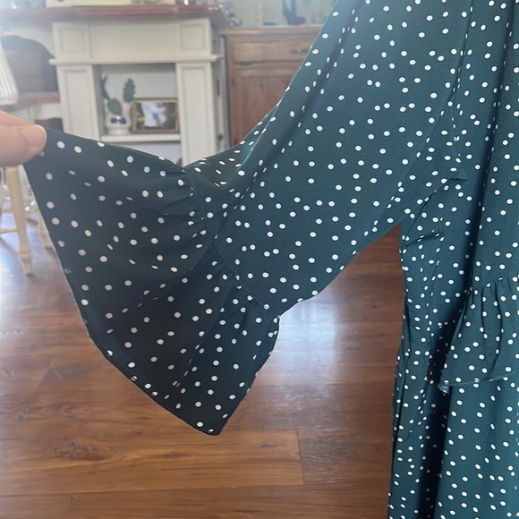 Polka Dot Forest Green Dress - Picture 5 of 9